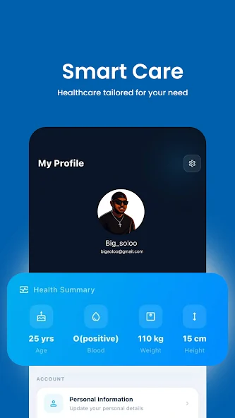 Personal health profile in the app